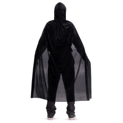 Čierny plášť s kapucňou, 130 cm